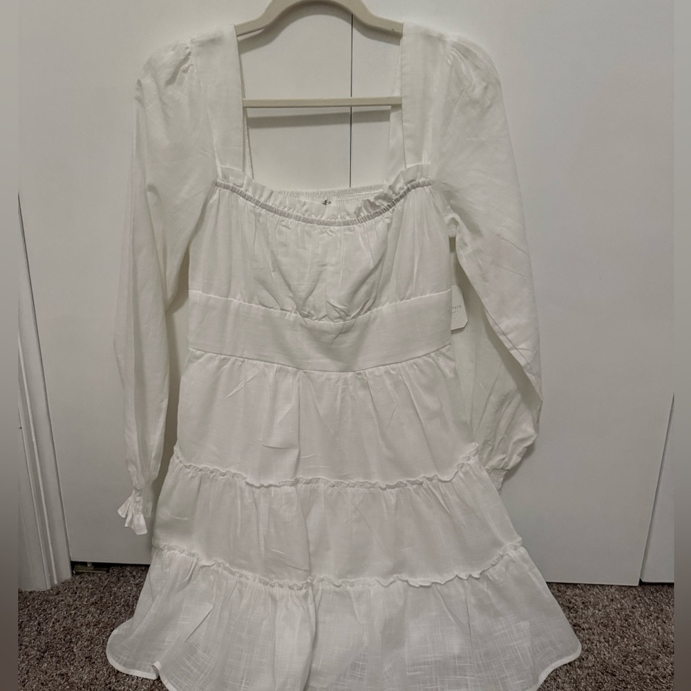 NWT Altar’d State White Linen Longsleeve Dress in Size M